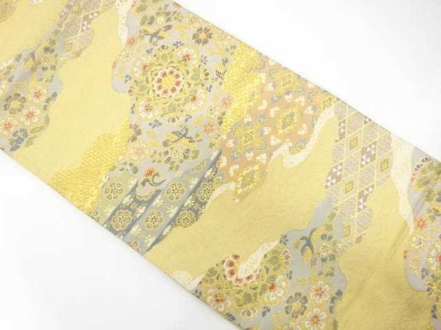 JAPANESE KIMONO / FUKURO OBI / SILK / WOVEN TRADITIONAL PATTERN